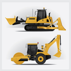 Fototapeta premium Construction Vehicles Vector Illustration