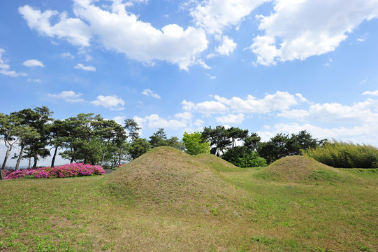 Ancient Tombs at the Silla peroid in Sinsang-ri, Gyeongsan-si, Gyeongsangbuk-do, South Korea.