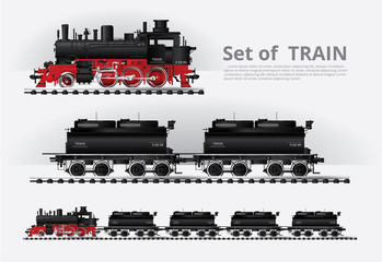 Cargo train on a rail road Vector illustration