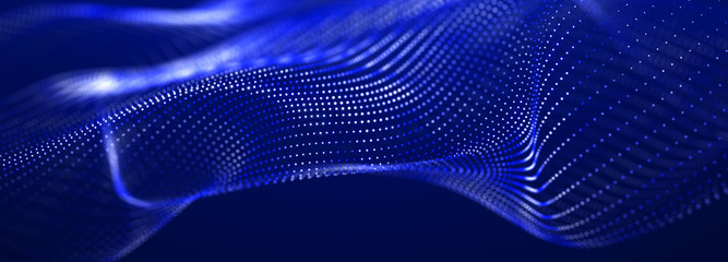 Digital technology background. Dynamic wave of glowing points. Futuristic background for presentation design. 3d