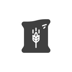 Sack of flour vector icon. filled flat sign for mobile concept and web design. Bag of wheat flour glyph icon. Farming and agriculture symbol, logo illustration. Vector graphics