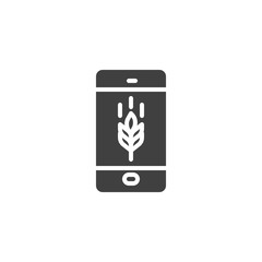 Bakery phone call vector icon. filled flat sign for mobile concept and web design. Mobile phone with Wheat glyph icon. Symbol, logo illustration. Vector graphics