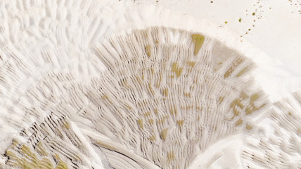 Geometric Shape at Sand Mining Plant. Top Down Drone View. Patterns in Nature
