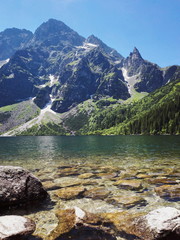 Morskie Oko Tatras Poland. Mountain lake in the Tatras - obrazy, fototapety, plakaty