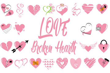 Fototapeta na wymiar Hearts icons vector set of love signs