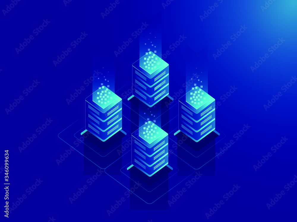 Poster effective template technology data, mining server farm room and smart digital devices such as phone 