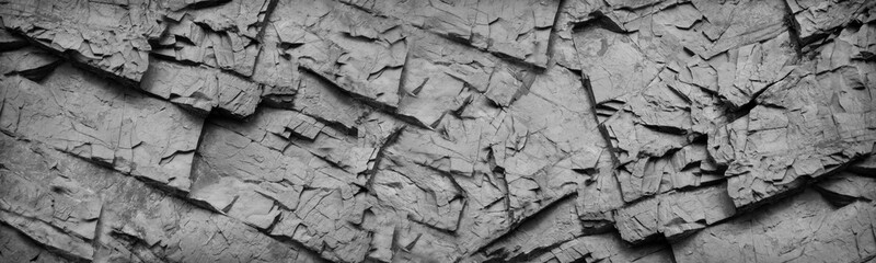 Black and white background. Gray rock texture. Grunge stone background. The texture of the mountains. Close-up. Grunge banner with volumetric rock texture.