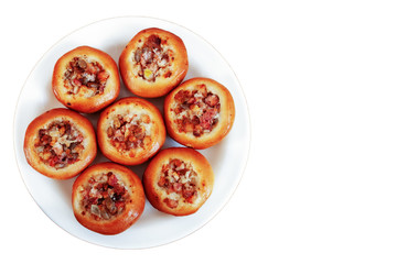 mini buns with meat and seeds, insulated