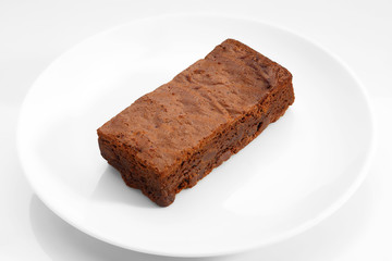 chocolate cake on a plate on isolated white back ground,asia food