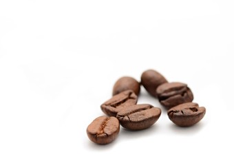 Coffee beans on white background.