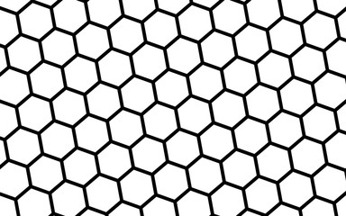 Black honeycomb on a white background. Perspective view on polygon look like honeycomb. Isometric geometry. 3D illustration