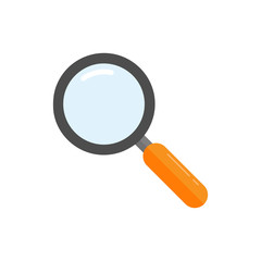 Cartoon style magnifying glass symbol. Isolated vector illustration eps 10.