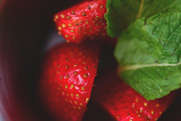 Fresh organic healthy raw strawberry.