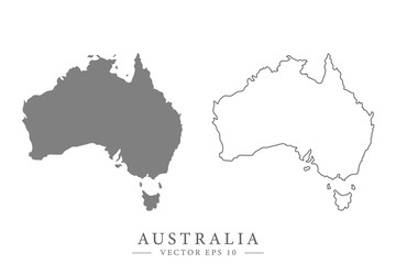 Fototapeta premium Australian flat or line map. Isolated vector illustration.