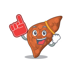 Human fibrosis liver presented in cartoon character design with Foam finger
