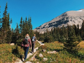 Trail with Hikers on Mountain Trail