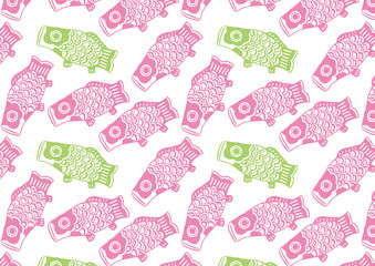 鯉のぼりの模様_ピンクと黄緑