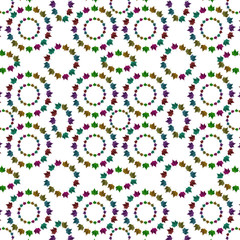 Circle shape design with colored maple leaves. Creative tree leaf isolated for textile pattern.