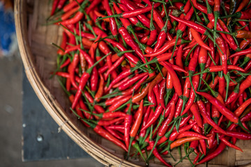 red hot peppers in the market