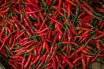 red hot peppers in the market