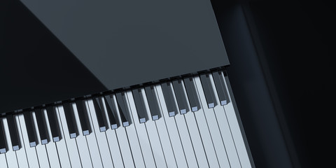 Piano keys with dark background, 3d rendering.