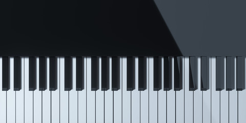 Fototapeta premium Piano keys with dark background, 3d rendering.