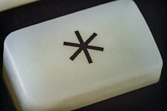 Extreme closeup of a button with number asterisk on it