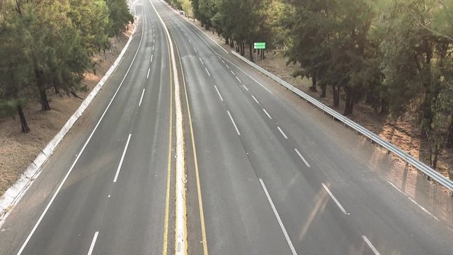 Empty highway lanes during the coronavirus pandemic lockdown, Mexico. 4k	