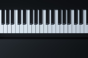 Piano keys with dark background, 3d rendering.