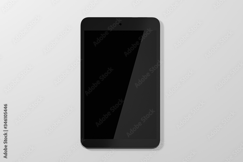 Poster empty tablet computer screen with white background, 3d rendering.