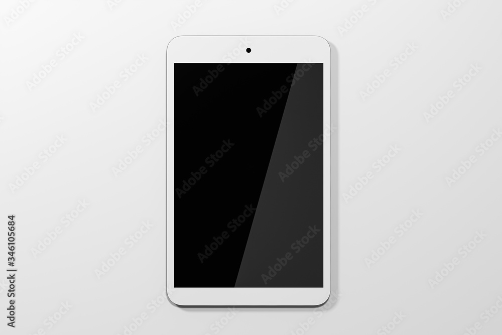 Poster empty tablet computer screen with white background, 3d rendering.