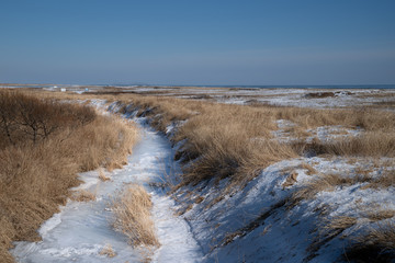 snowy coastal in Toyokoro Hokkaido Japan