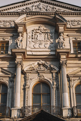 Beautiful historical facades of buildings in Saint Petersburg, magnificent architecture, sculptures and columns, marble