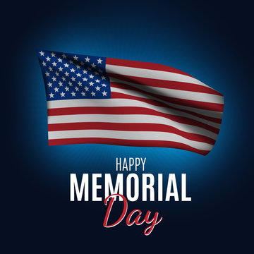 Happy Memorial Day with USA flag. Vector illustration.