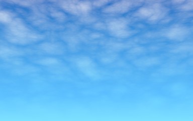Blue sky background with white clouds. Cumulus white clouds in the clear blue sky in the morning. 3D illustration