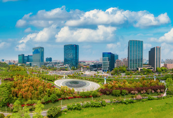 Obraz premium Aerial photos of Daning Lingshi Park, Shanghai, China