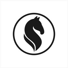 Horse logo emblem template mascot symbol. Vector Vintage Design Element.