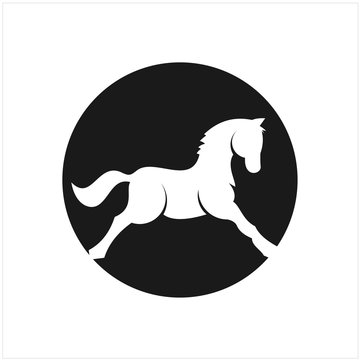 Horse logo emblem template mascot symbol. Vector Vintage Design Element.