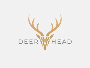 Abstract Deer Head Logo Design. Vector illustration. Stylized geometric shape deer logotype.