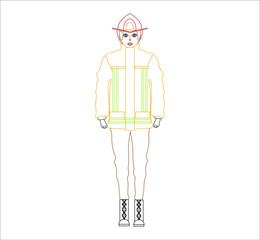 female firefighter. illustration for web and mobile design.