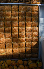 Traditional baklava sweet dessert delights, cataif pastry