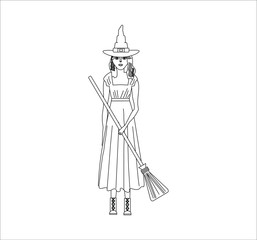 woman dressed as a witch. illustration for web and mobile design.