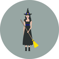 woman dressed as a witch. illustration for web and mobile design.