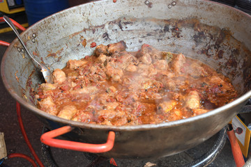 Traditional sarmale in foi de varza dish, meaning stuffed cabbage rolls with minced meat