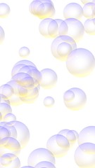 Light pastel colored background with purple bubbles. Wallpaper, texture purple balloons. 3D illustration