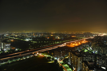 Fototapeta na wymiar Cityscape of Indirapuram. A Residential Hub in Ghaziabad (Delhi NCR) - Night View