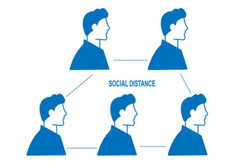 Fototapeta na wymiar Social distance icon (blue version)