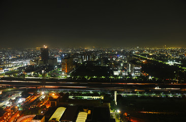 Fototapeta na wymiar Cityscape of Noida Uttar Pradesh covering NH 9 and Electronic City Noida. Residential and Commercial Hub. - Night View
