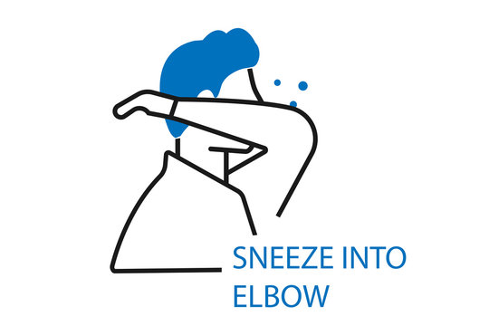 Sneeze into elbow icon (blue version)