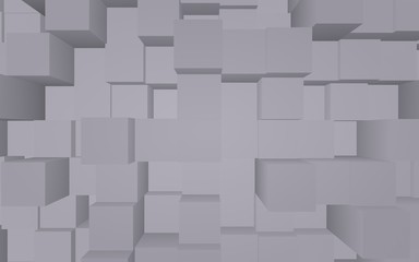 Abstract gray elegant cube geometric background. Chaotically advanced rectangular bars. 3D Rendering, 3D illustration